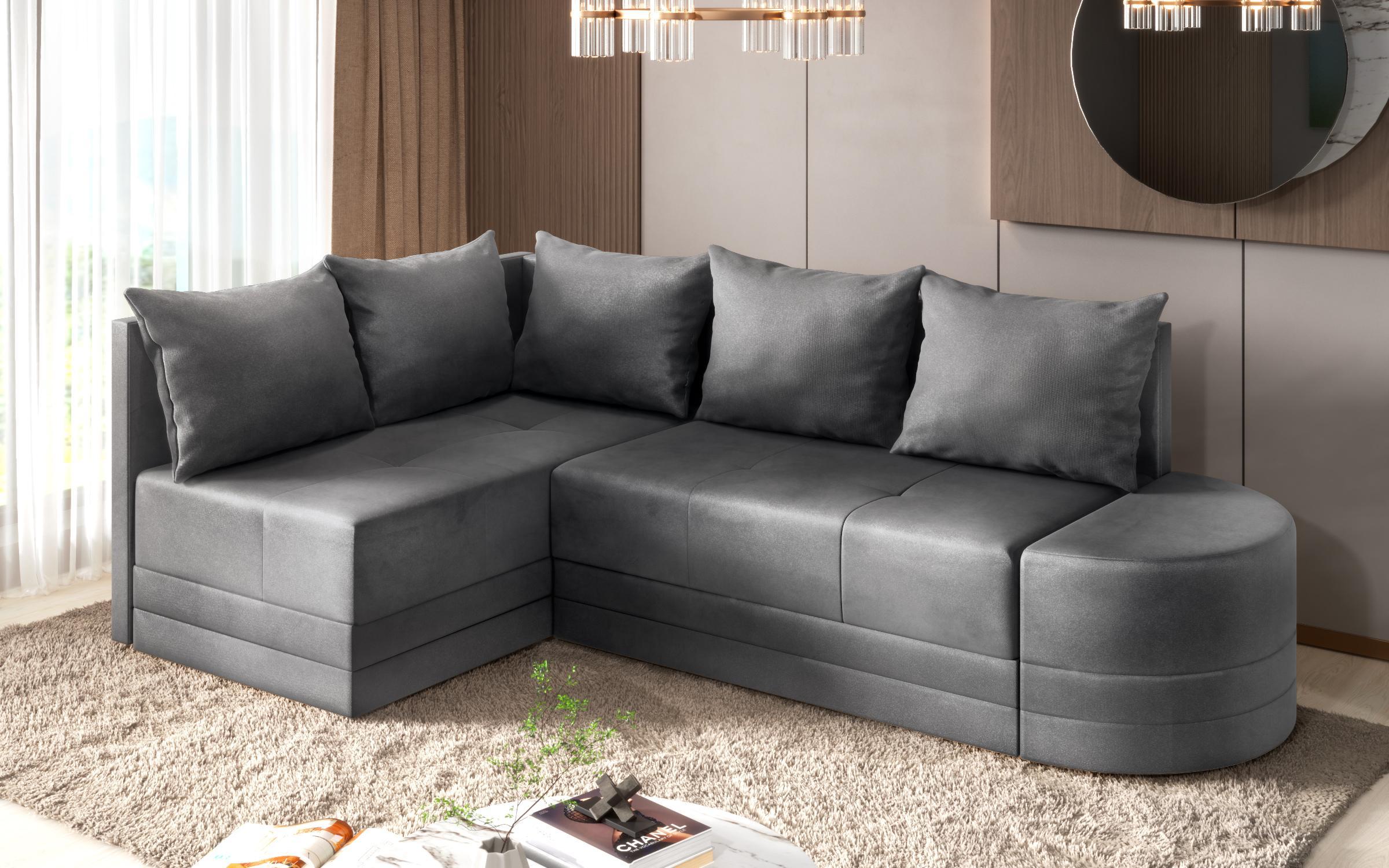 Γωνιακός καναπές – κρεβάτι Kamelo, σκούρο γκρι  6